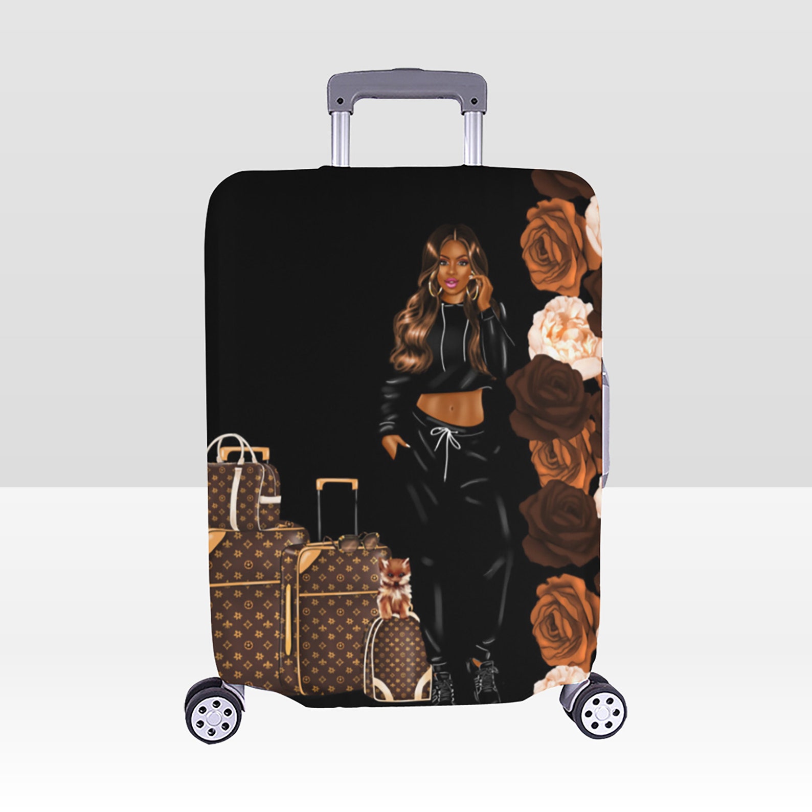Auburn Black Woman Luggage Cover African American Afro Lady Etsy