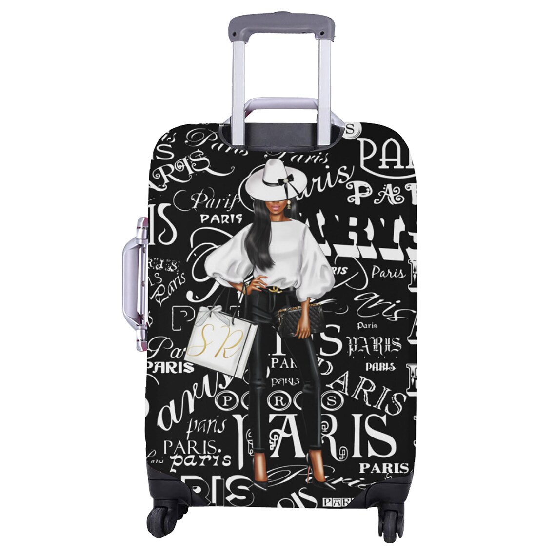 Paris Luggage cover Afro Lady Luggage cover black girl Etsy