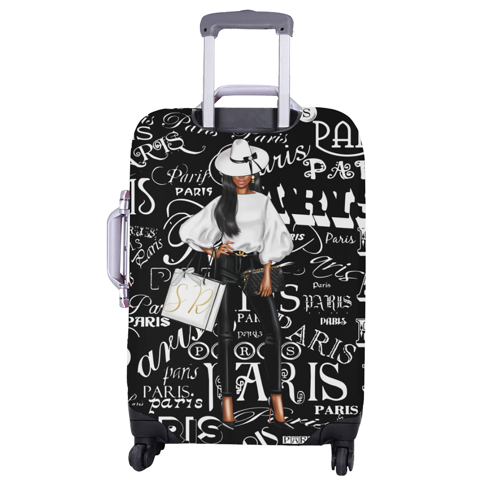 Paris Luggage cover Afro Lady Luggage cover black girl Etsy