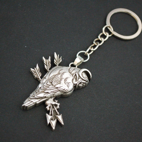 Greek Goddess Athena owl with arrows Keyring moon  giftgift