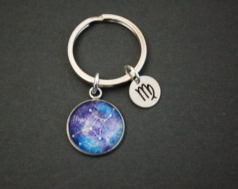 Virgo zodiac sign constellation cameo Keychain Keyring astrology gift