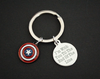 Captain America 'Til the end of the line' Keychain Keyring  giftgift