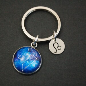 Leo zodiac sign constellation cameo Keychain Keyring astrology gift