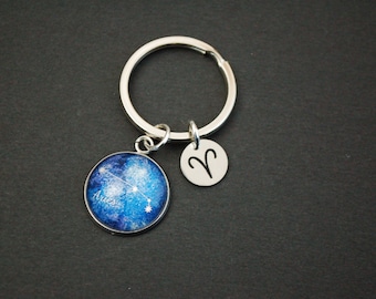 Aries zodiac sign constellation cameo Keychain Keyring astrology gift