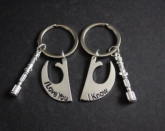 Star Wars Te amo Te sé set de dos llaveros llaveros sable de luz regalo