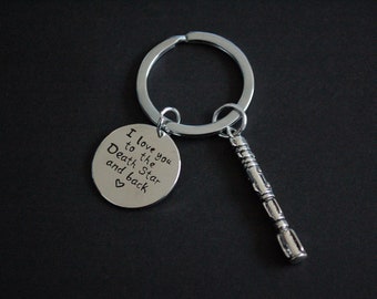 I love you to the Death Star and back lightsaber Keyring keychain  gift