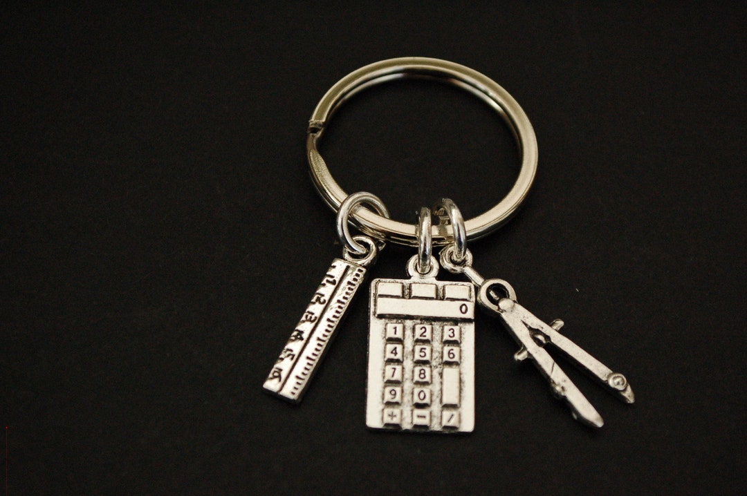 Mathmatical Ruler Calculator Compass Maths Keychain Keyring Giftgift - Etsy