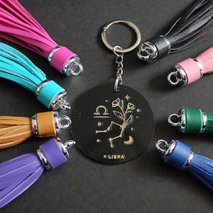 Zodiac Libra Astrologie Konstellation Keychain Keyrings Geschenk schwarz und gold Acryl