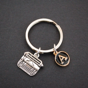 Typewriter initial key letter writer author Keychain Keyring giftgift image 1