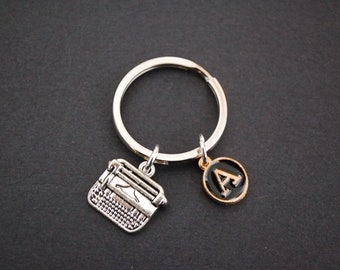 Typewriter initial key letter writer author Keychain Keyring  giftgift