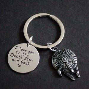 Ich liebe dich bis zum Todesstern und zurück Jahrtausendfalke Schlüsselanhänger Geschenk