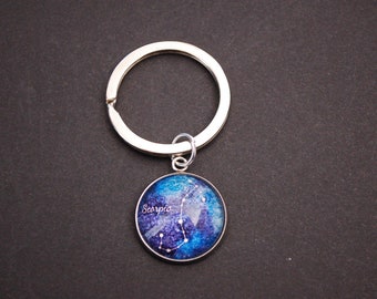 Scorpio zodiac sign constellation cameo Keychain Keyring astrology gift