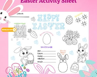 Paasactiviteitenblad/Paasplacemat/Paasactiviteitenblad/Afdrukbare paasplacemat/Paasactiviteit/afdrukbare paasactiviteit voor kinderen