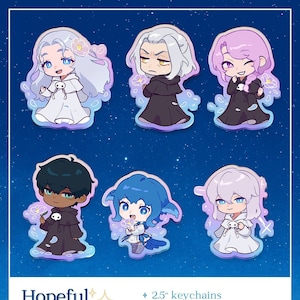 FFXIV rainbow acrylic 2.5&quot; charms | Venat | Hades | Hythlodaeus | Hermes | Meteion | Themis double sided rainbow acrylic keychains / charms