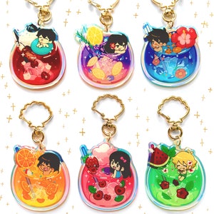 OMORI charms OMORI keychains beach set | Aubrey charm, Kel charm, Hero charm, Mari charm, Basil charm | 2.5&quot; rainbow acrylic & double sided