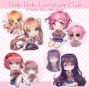 Doki Doki Literature Club charms DDLC keychains Monika charm Natsuki charm Sayori charm Yuri charm 2&quot;
