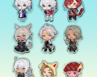 FFXIV Sprossen Charms | Alisaie | Alphinaud | Estin | G'raha | Krile | Tataru | Thanked | Urianer | Y'shtola doppelseitiger Schlüsselanhänger