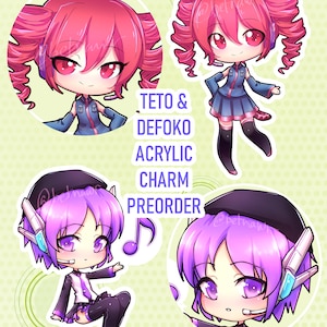 UTAU acrylic charm Teto Kasane keychain Defoko charm Uta Utane charm Utane Uta charm Kasane Teto charm Defoko keychain Vocaloid charm (2.5&quot;)