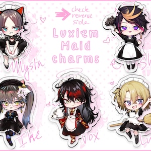 Nijisanji EN | Luxiem | Mysta Rias | Shu Yamino | Ike Eveland | Vox Akuma | Luca Kaneshiro | maid vtuber double sided 2.5&quot; acrylic charms