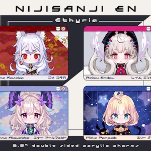 Nijisanji EN | Ethyria | vtuber double sided 2.5&quot; acrylic charms
