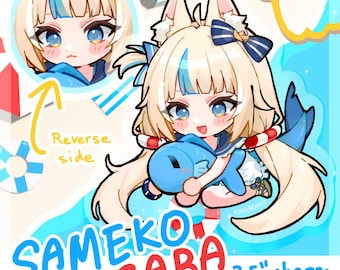 Llavero Sameko Saba de 2,5" con dije acrílico de doble cara y revestimiento epoxi.