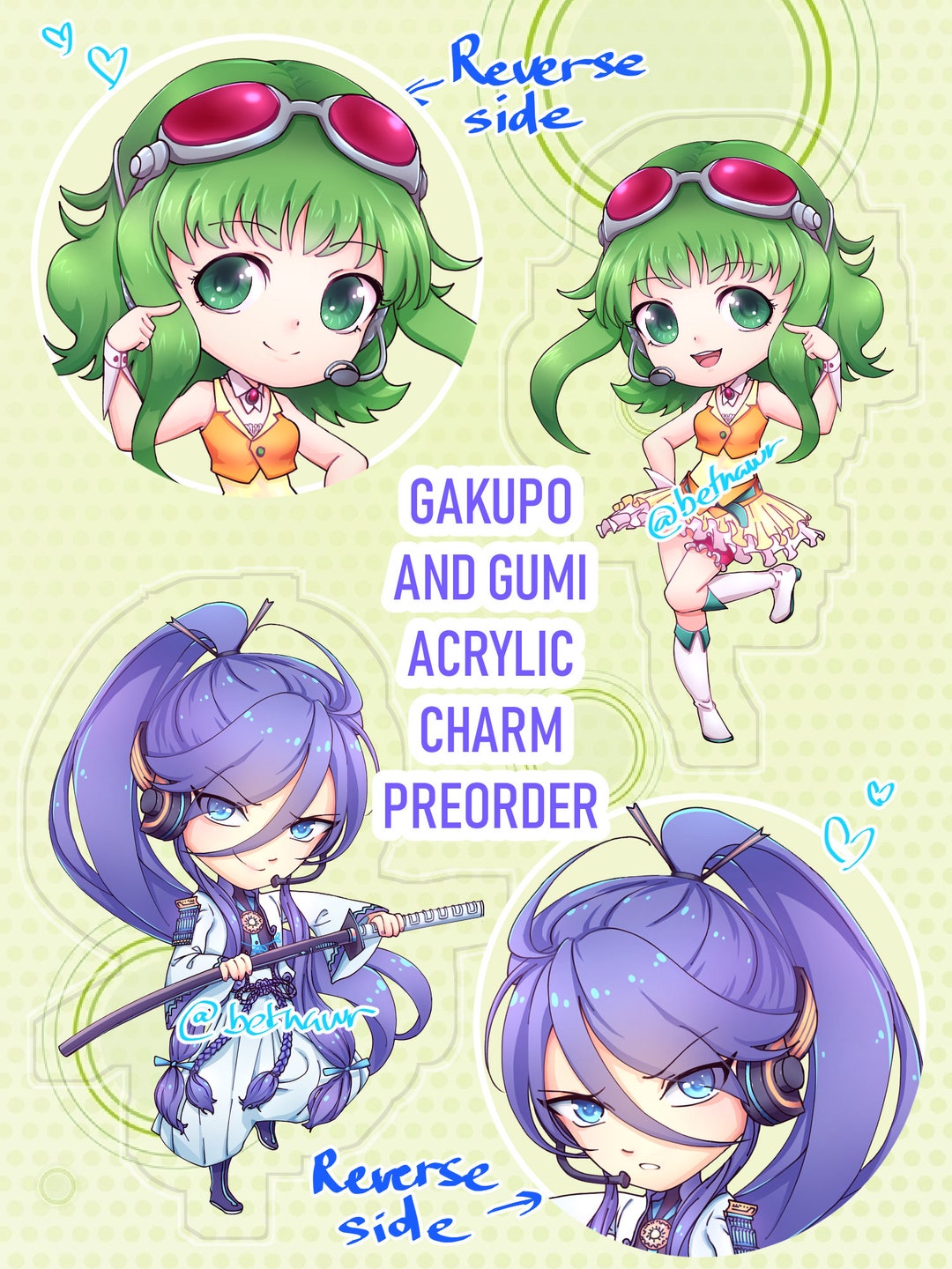 Vocaloid Acrylic Charms Gumi Megpoid Keychain Megpoid Gumi Charm