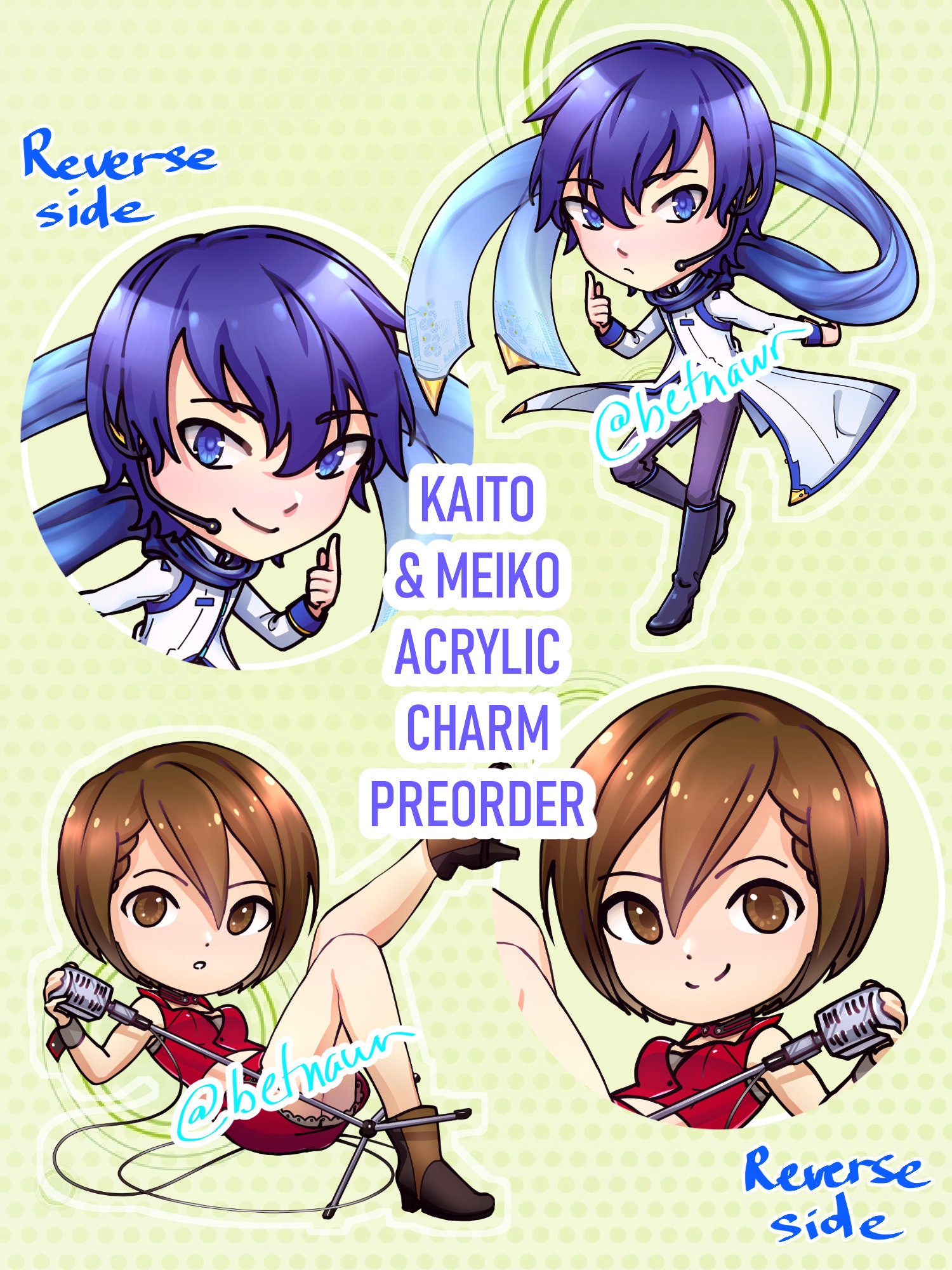 Vocaloid Acrylic Charms Kaito Shion Keychain Kaito Charm Etsy