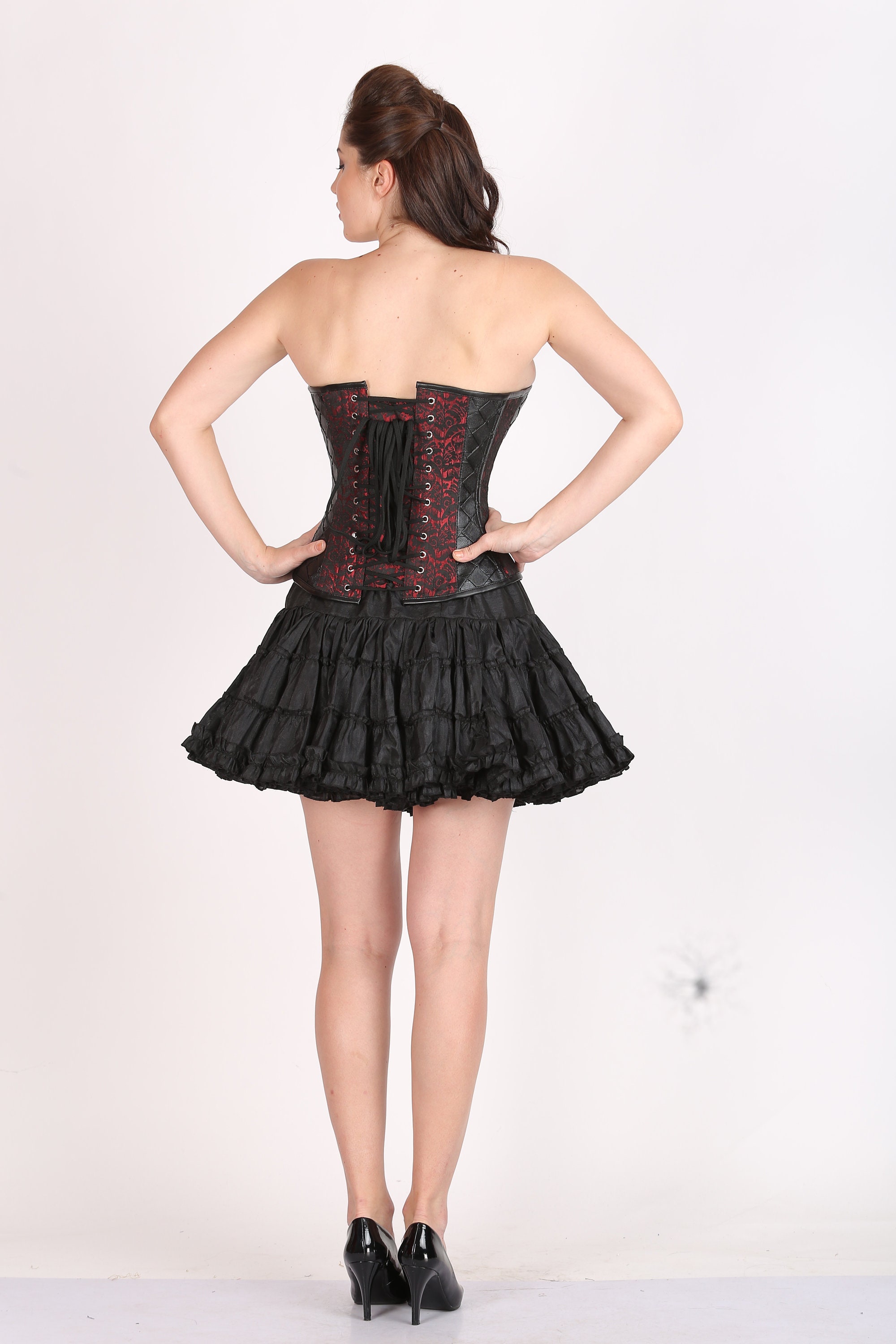 Women's Red and Black Corset Brocade Leather Gothic Etsy