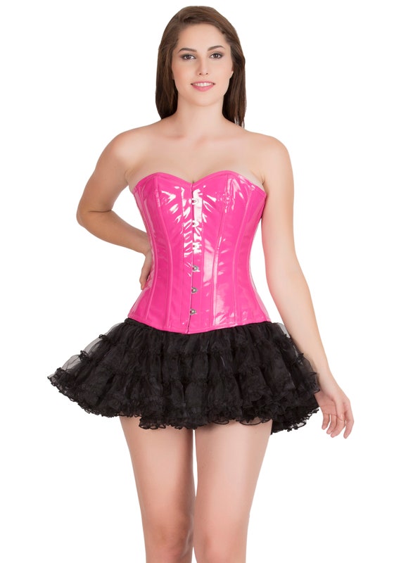 Women's Pink Corset PVC Leather Overbust Corset Bustier Top -  Canada