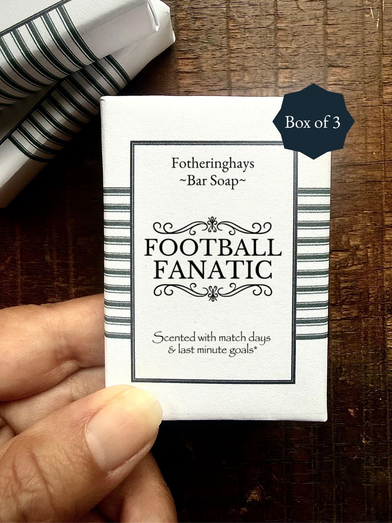 Football Fanatic Gift - Personalised Set of 3 Handmade Soaps Funny Football Gift for Him Vegan Letterbox Present
