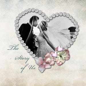 Diamante cuore Scrapbook Quickpage, Album di foto di nozze, Album Scrapbook, preconfezionati pagina, Wedding Scrapbook Layout, Layout di nozze