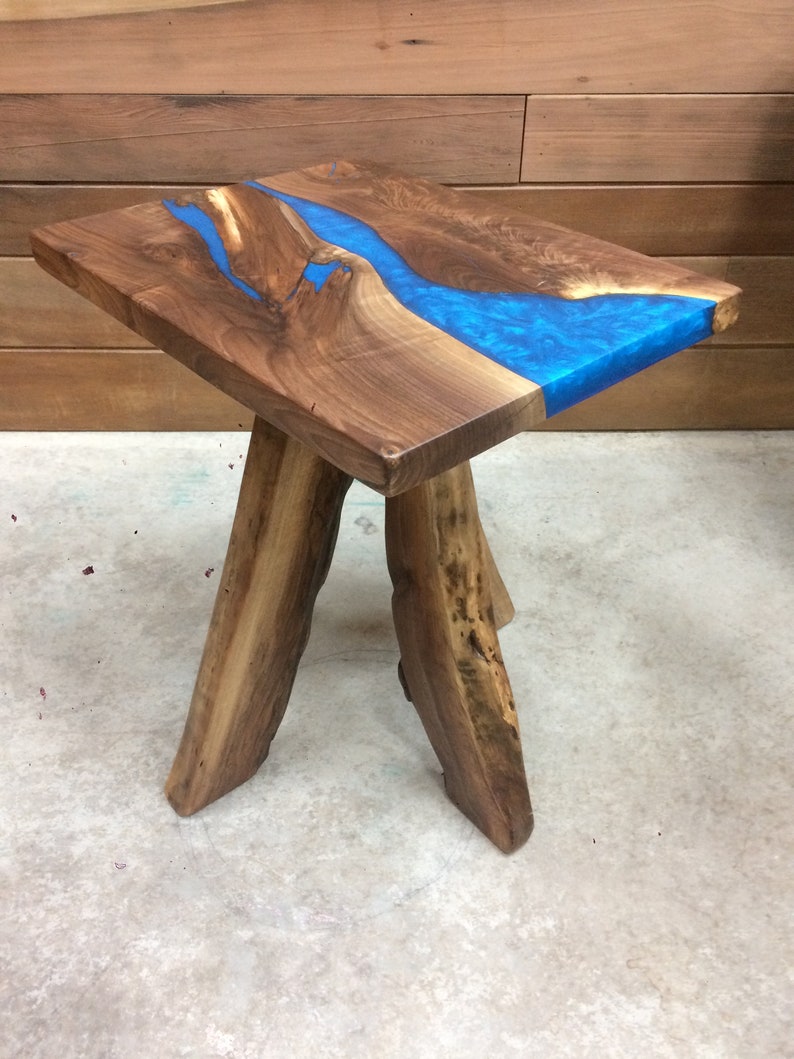 Walnut and Epoxy End Table Etsy