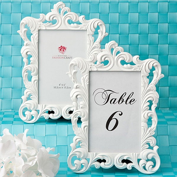 White Baroque Frame 4x6 Photo Picture Frame - Wedding Table Number Holder - Display Sign - Decorations MW70018