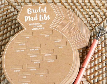 Bridal Shower Game Cards - Set of 50 - Ring Shaped Mad Libs Wedding Vows - MW36892