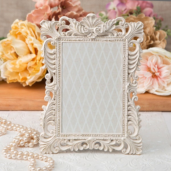 Ivory Baroque Frame 4x6 Photo Picture Frame - Wedding Table Number Holder - Display Sign - Decorations MW70062