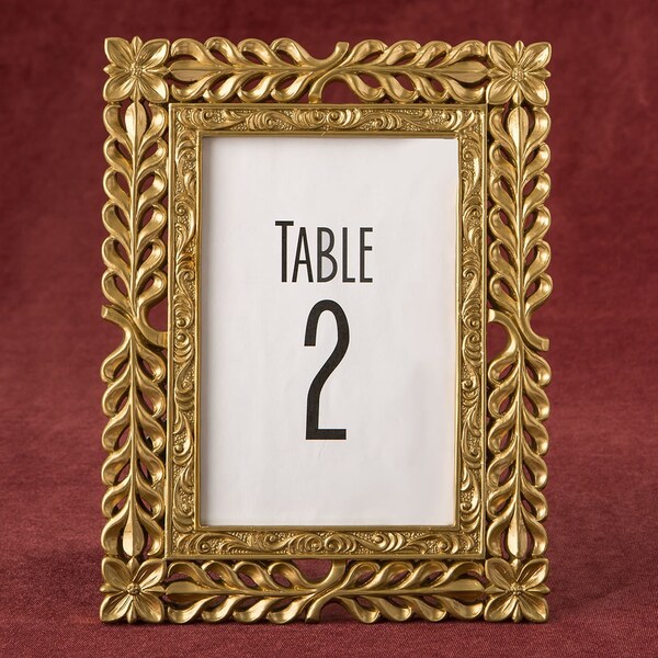 Gold 4x6 Frame - Floral Lattice Photo Picture Frame - Wedding Table Number Holder - Display Sign - Decorations MW70075