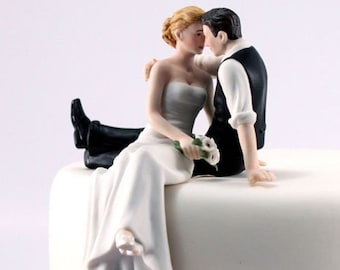 Romantic Wedding Cake Topper - The Look of Love Porcelain Couple Cake Top Reception Decoration - MW15118
