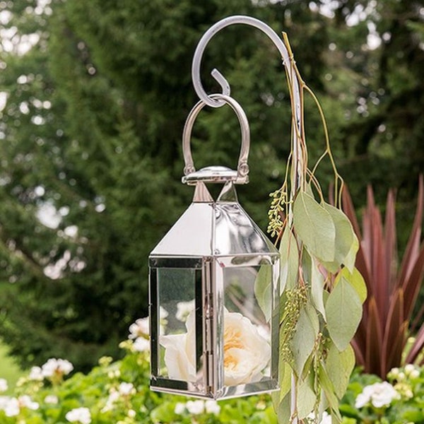 Metal Shepherd Hooks - Set of 6 - Wedding Lantern Hangers Outdoor Decorations - Black or White - MW26781