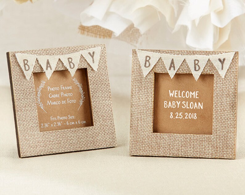 Rustic Baby Frame Burlap Country Baby Shower Photo Frame Etsy