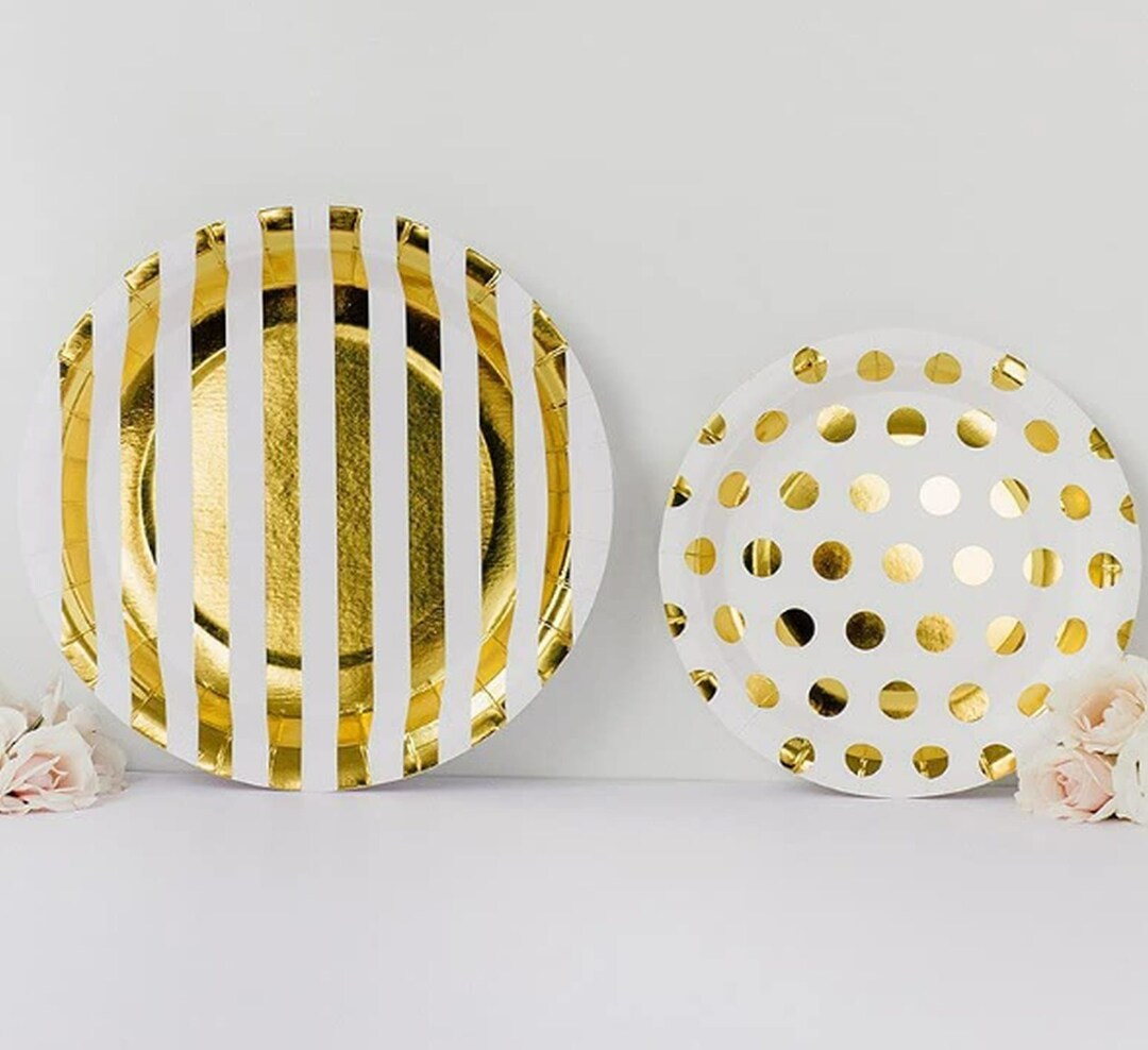 Gold Foil Plates Paper Tableware for Wedding Shower Party Etsy