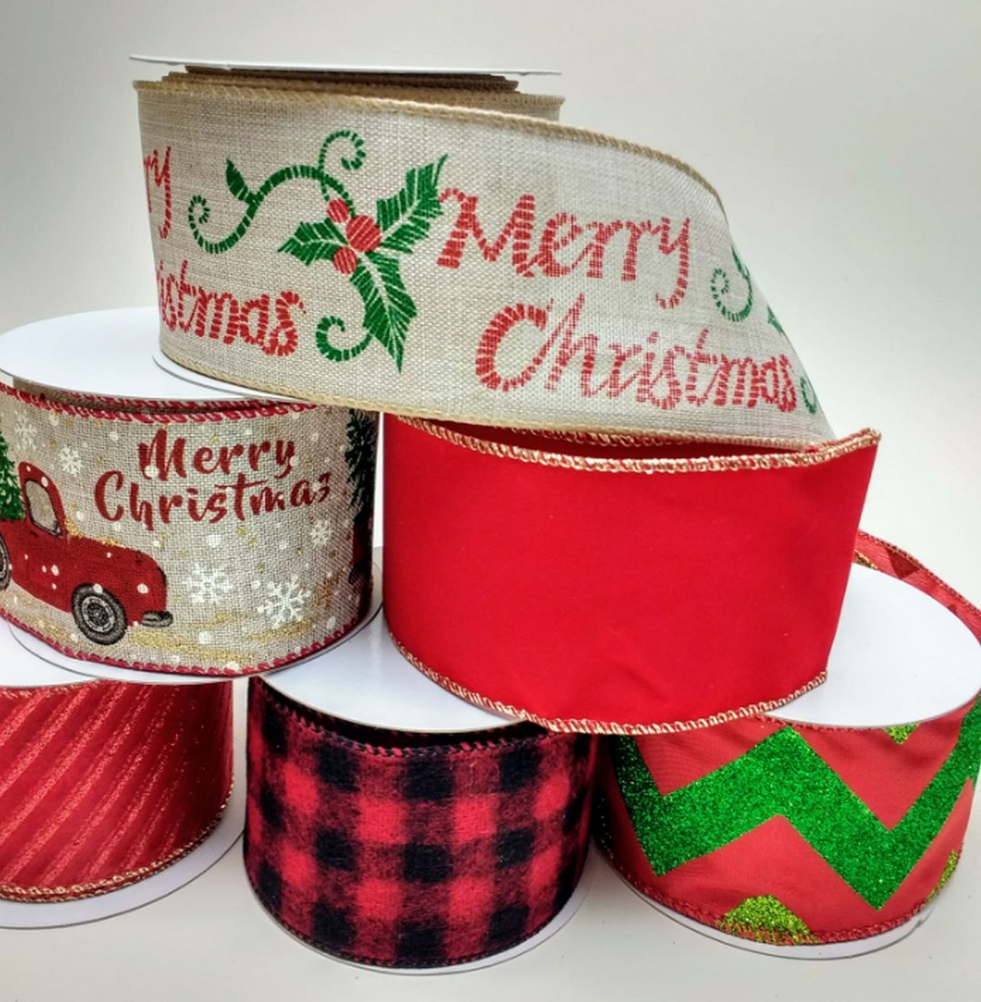 Wired Christmas Ribbon 25 Feet, 2.5 Wide Holiday Wreath Decorations