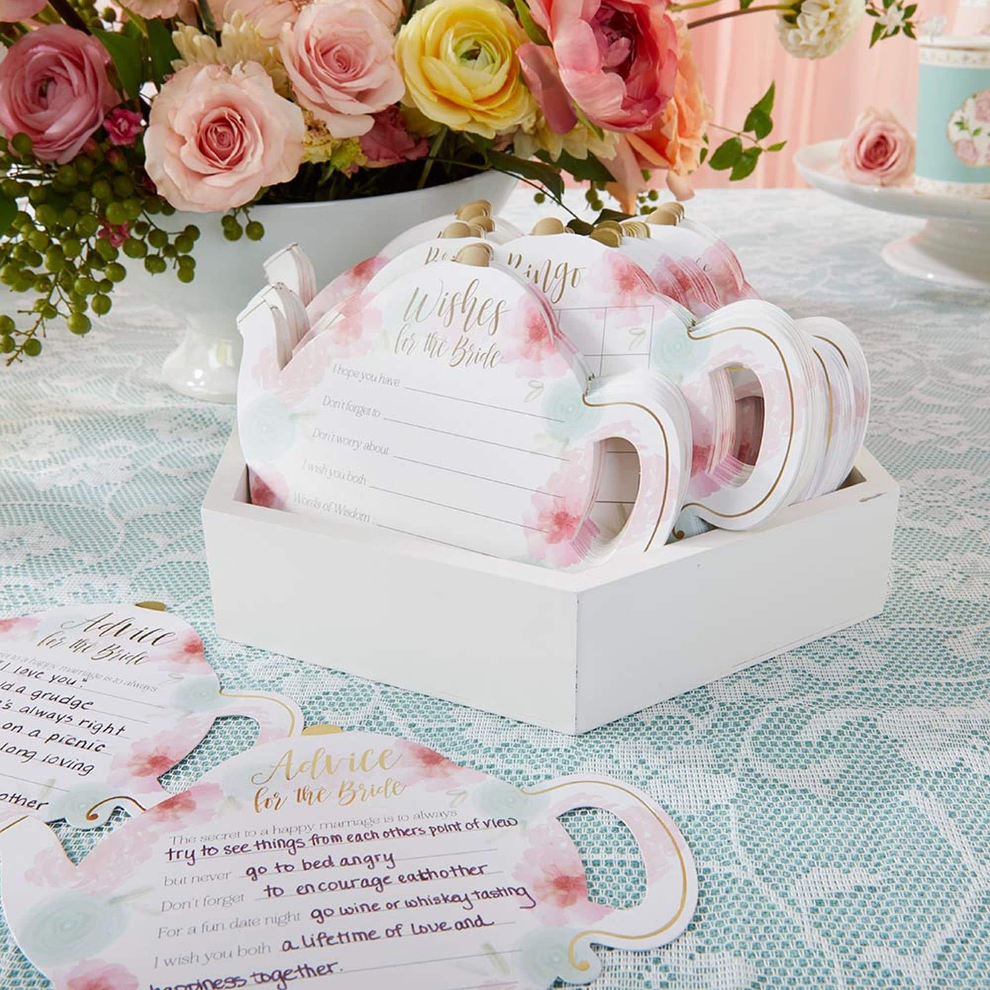 Bridal Shower Game Cards - Pack of 10 Cards - Floral Tea Party Teapot…