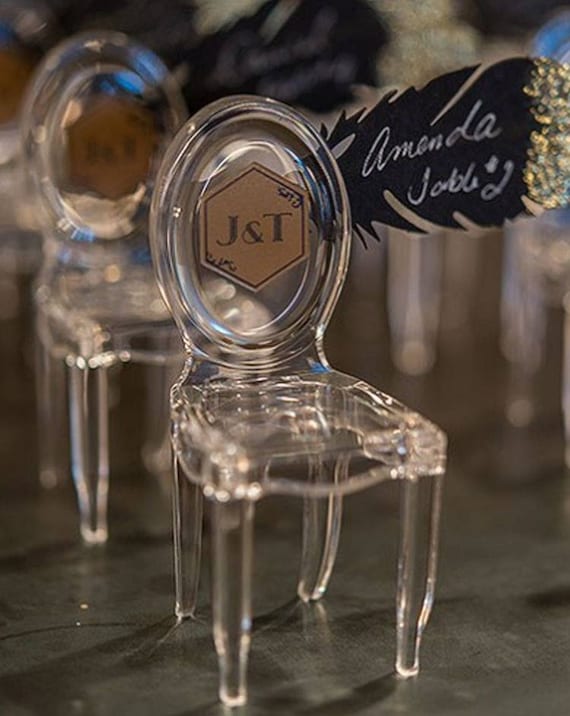 Clear Mini Chairs Set of Wedding Place Card Holders Favor
