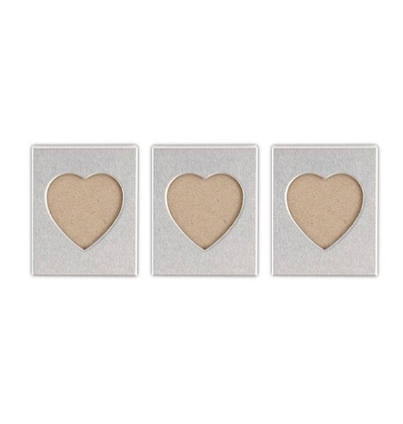 Heart Photo Frames Silver With Magnet Back Set Of 3 Mini Wedding Favors Place Card Party Decorations Gifts Mw14312