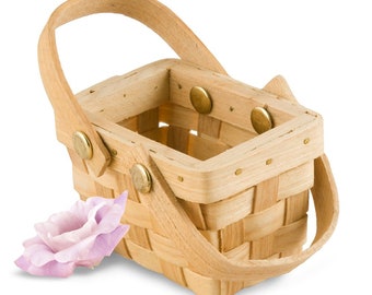 Mini Picnic Basket Favor Boxes - Set of 6 - Wedding Bridal Shower Candy Box Gift Party Favors - MW15028