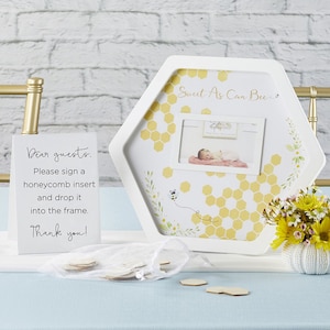 Bee Shower Guest Book - Signature Board Nursery Decor - Sweet as Can Bee Baby Shower - MW37093