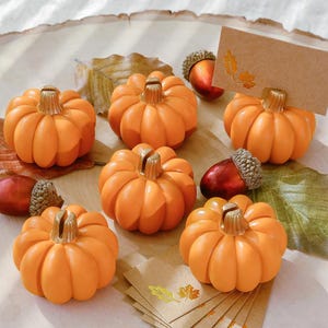 Porte-cartes citrouille - Lot de 6 - Porte-cartes photo orange pour mariage automne automne - MW37133