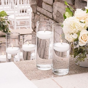 Clear Glass Vases Set of 12 Cylinder Wedding Centerpiece Decorations Floating Candle Holders MW13636 image 2