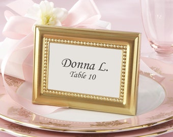 Gold Placecard Frames Beaded Edge Small Photo Picture Place Card Frames - Wedding Favors - MW30341