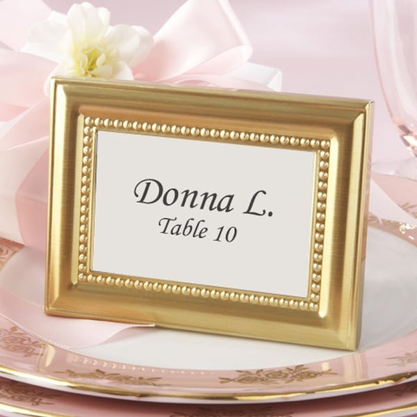 Gold Placecard Frames Beaded Edge Small Photo Picture Place Card Frames - Wedding Favors - MW30341